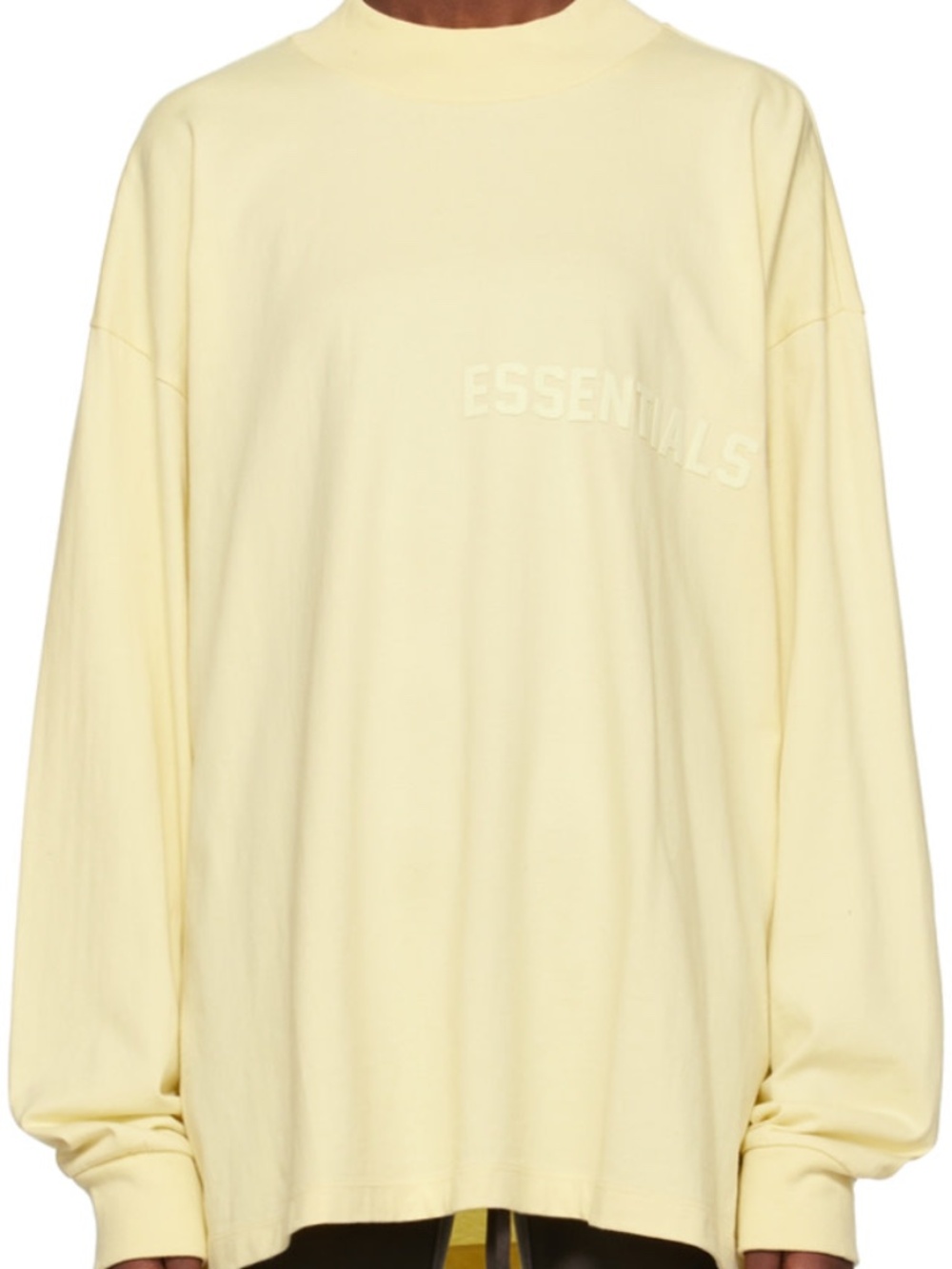 ESSENTIALS Fear of God Men’s Canary Yellow Long-Sleeve Flocked Logo Shirt